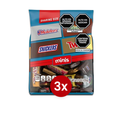 Pack x3 Bolsa Mixta Chocolate Minis 235g OFERTA